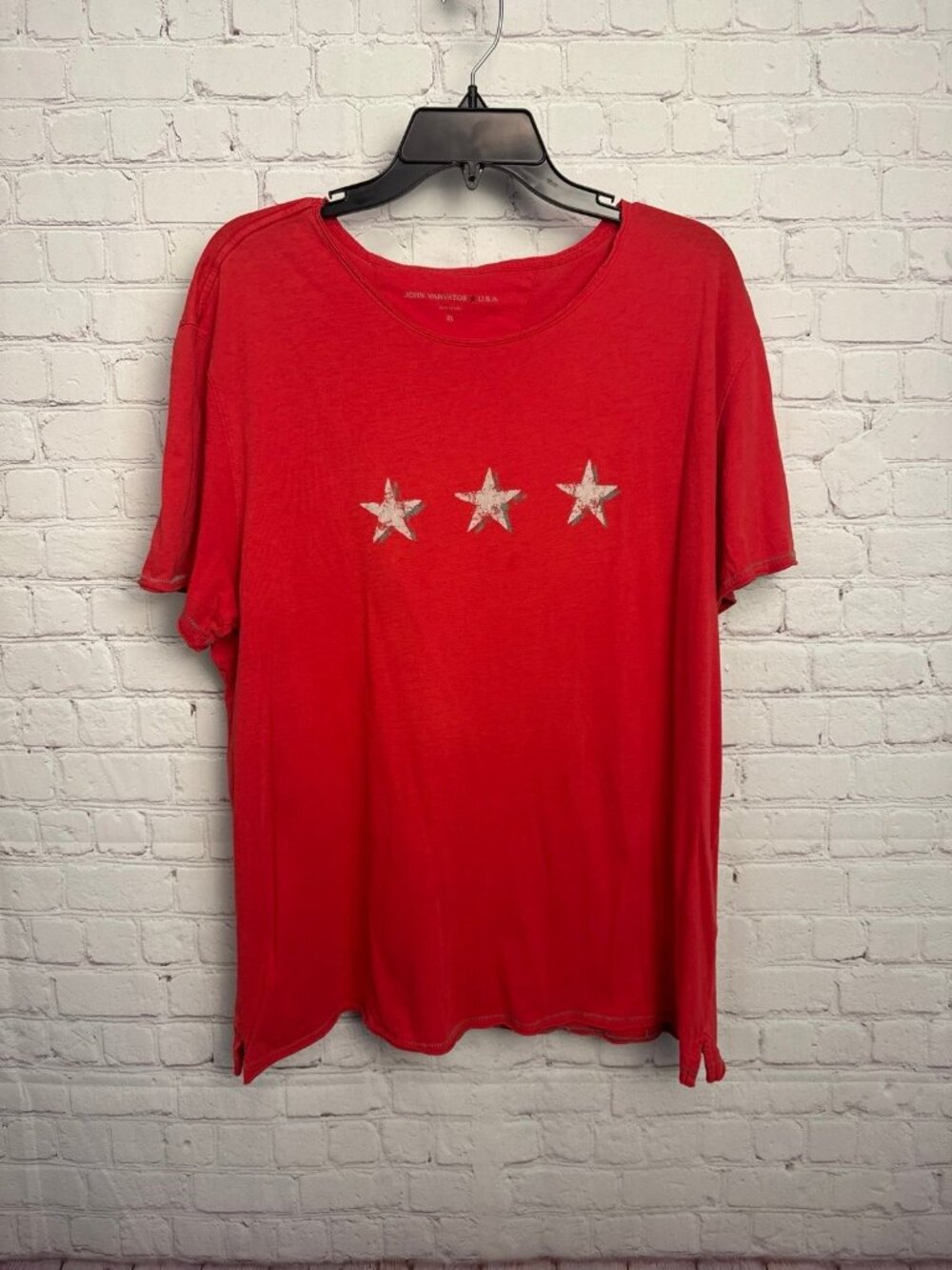 John Varvatos USA XL coral star shirt oversized patriotic cotton slub tee